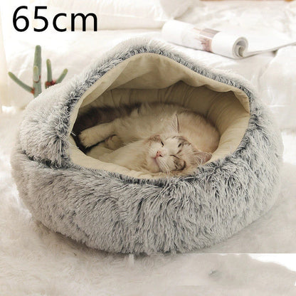 Cozy pet bed with plush and warm fabric for cats and dogs