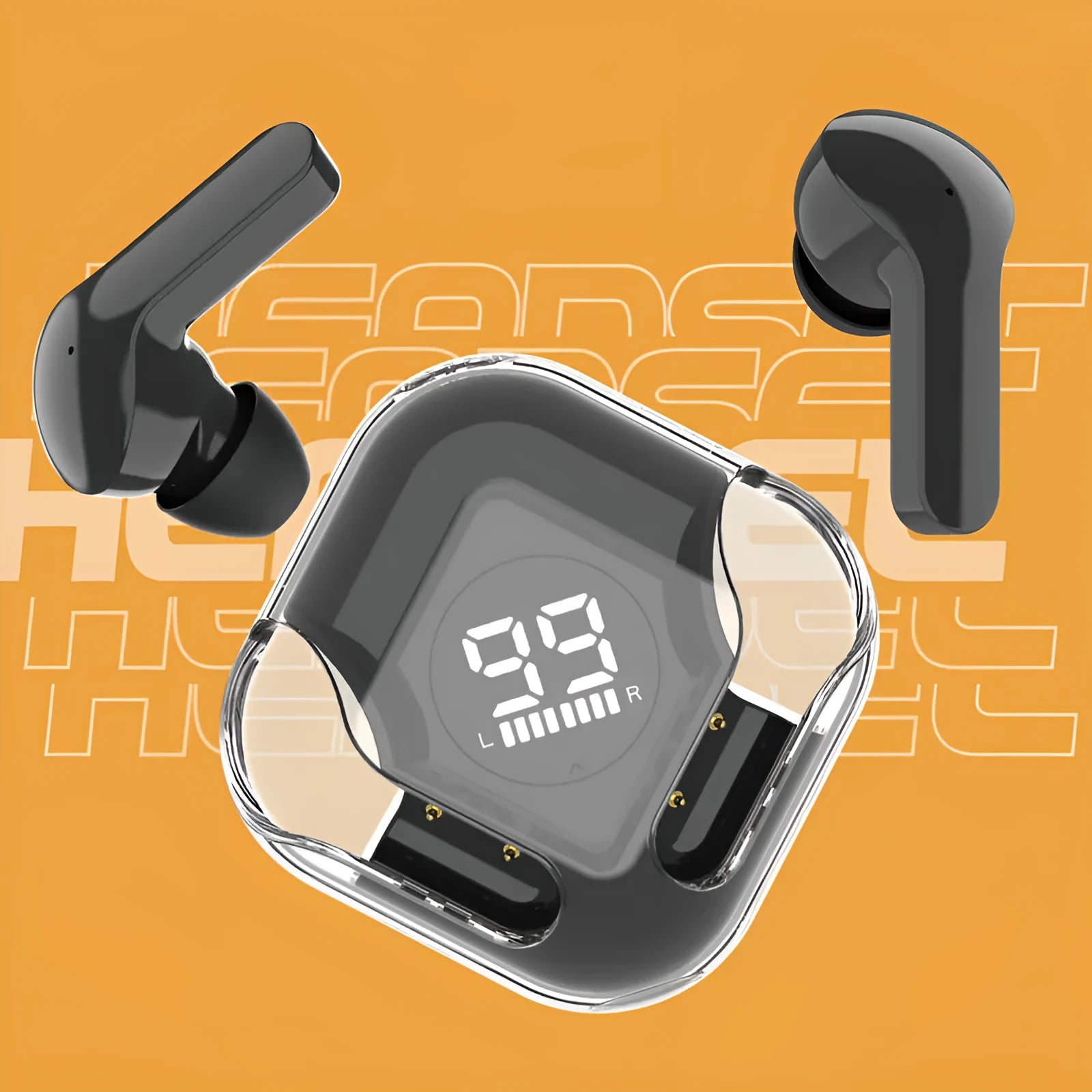 Wireless Bluetooth TWS headset in one of five colours: white, black, pink, blue, or green.