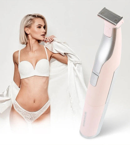 Portable hair shaver for women and men in pink and green with X3 limit comb