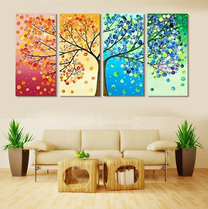 High-definition canvas print puzzle set of colorful tree leaves and fruit for home decor