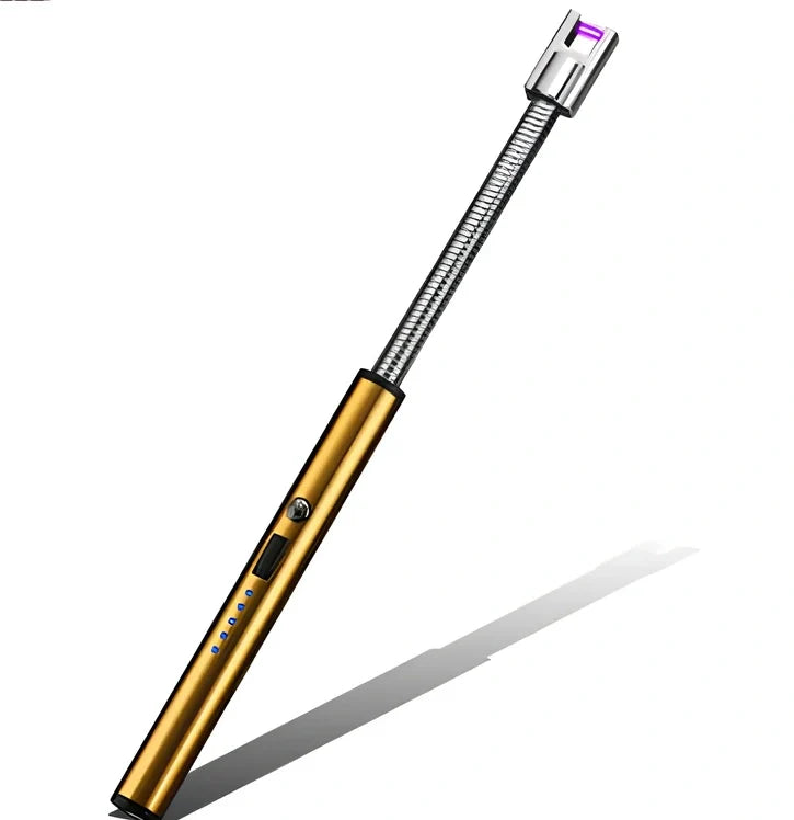 Black USB rechargeable electric lighter with 360-degree rotating head for windproof flameless ignition