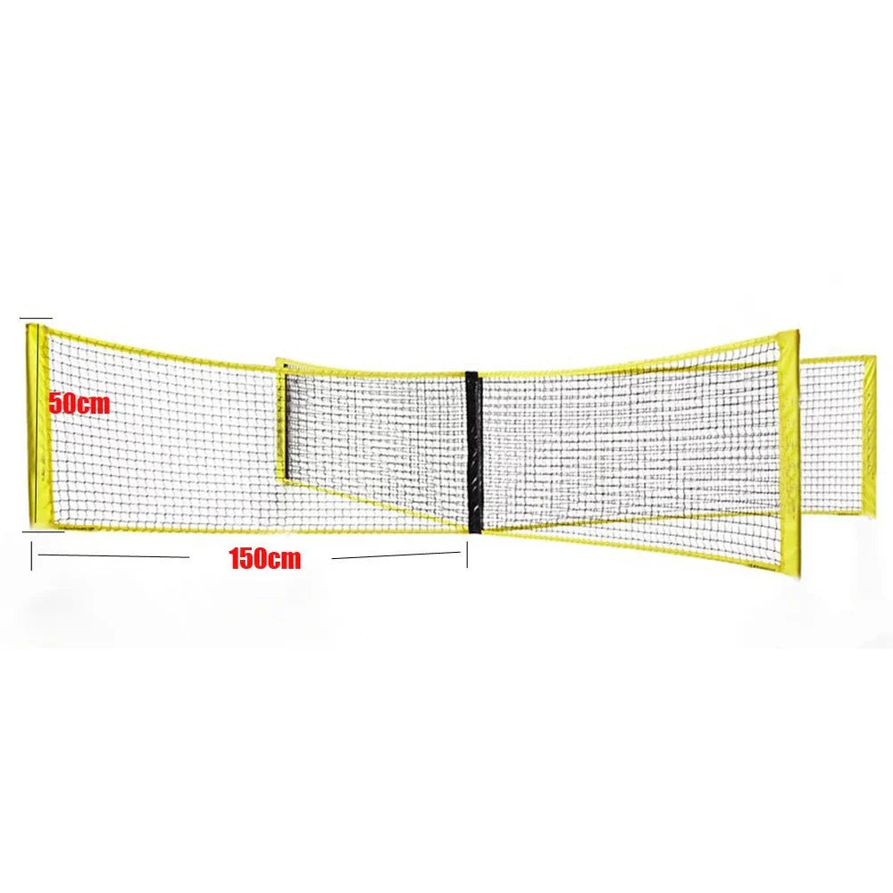 Black polyethylene volleyball net with four sides standard construction showing rope thickness detail