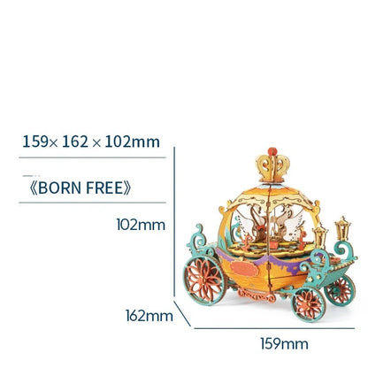 DIY 3D Kitty Ballet Wooden Puzzle with Moveable Music Box