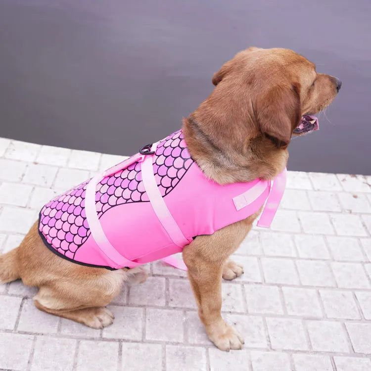 Polyester pet life jacket dog vest in Rose Red or Silver Grey, sizes XS S M L