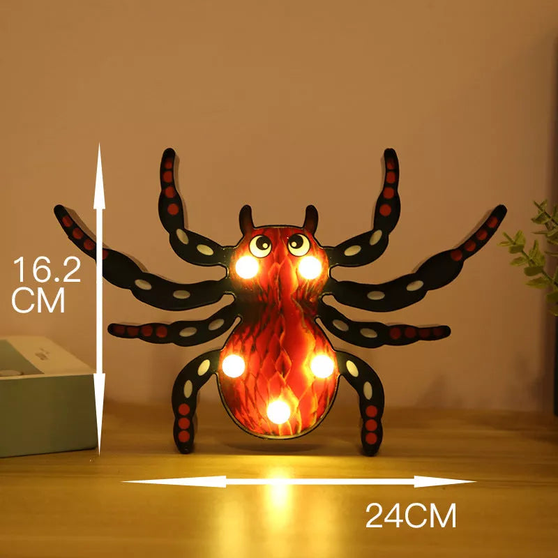 Halloween LED decorative lights with selectable bat, skull, pumpkin, and spider patterns