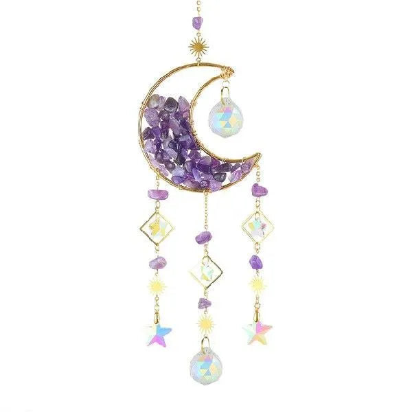 420mm crystal pendant car accessory with 100mm K9 crystal moon in five colour options