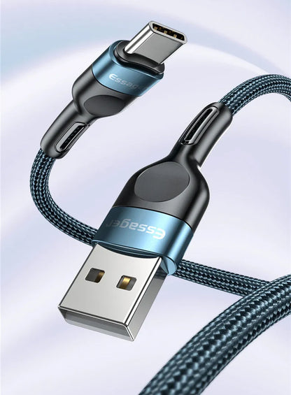 USB Type-C 3A fast charge data cable for Android phones in black red, grey or blue, 0.5m 1m 2m