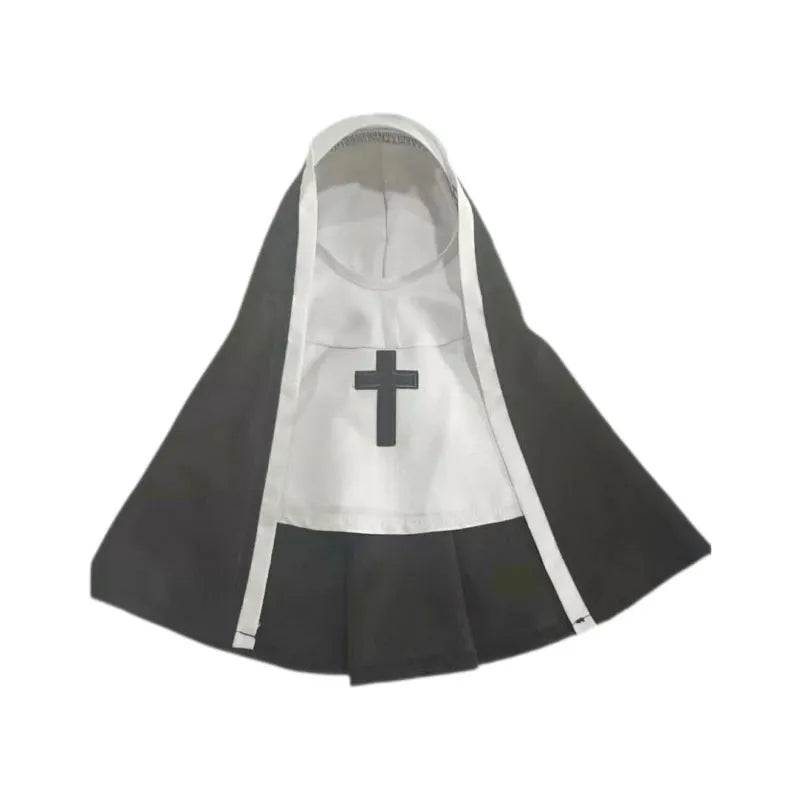 Black and white nun costume for small to medium dogs with pullover cloak design