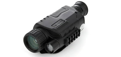 Black infrared monocular with 500m night vision range and 5x magnification for dark conditions