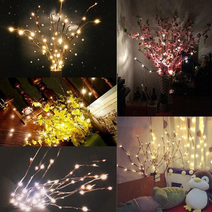 Elegant Twig Lights with 20 LED bulbs, perfect for decorating any space with a warm, enchanting ambiance