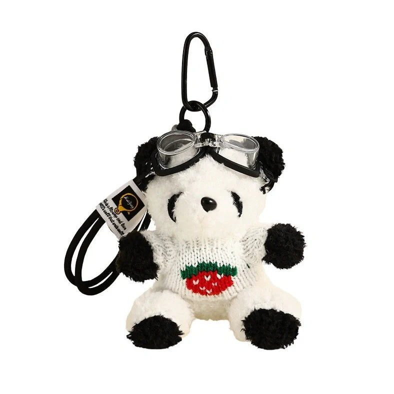 Plush strawberry bear doll keychain pendant with 15cm height and soft plush material for business gifts, promotional items, and festival presents