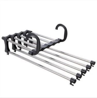 Sturdy 5-Tier Pants Rack in Stainless Steel for Closet Organization and Space-Saving Storage