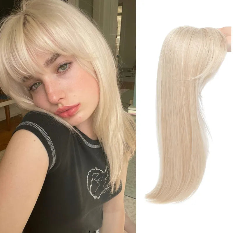 Synthetic inner buckle clip-in hairpiece wig in six colour style options.