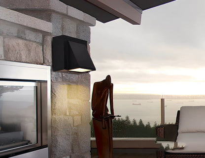 Black waterproof LED wall lamp, 80mm square glass shade, 5W warm light for courtyard walls, 220V outdoor use