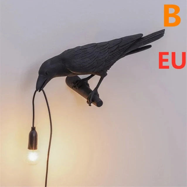 Elegant Resin Bird Wall Lamp illuminating a cozy room with its unique design