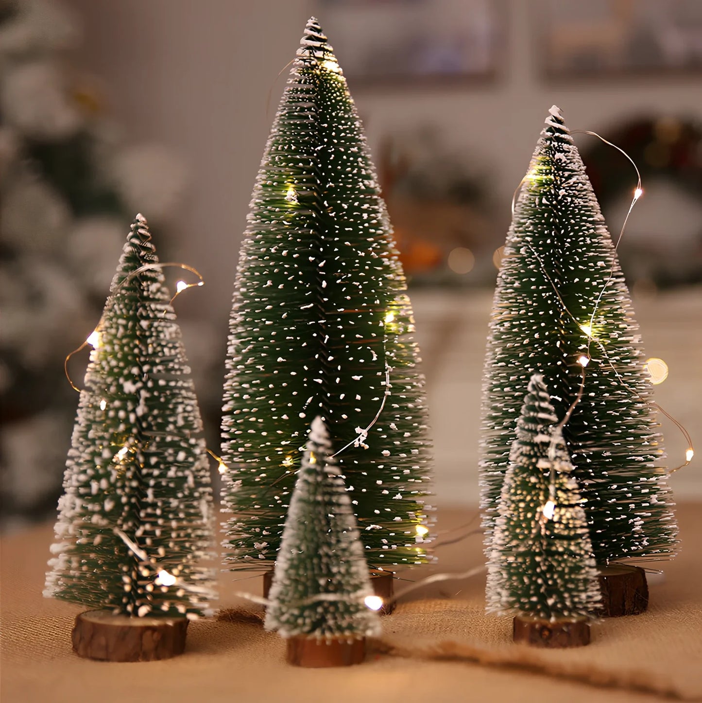 Green and white Christmas pine needle tree decoration in four height options