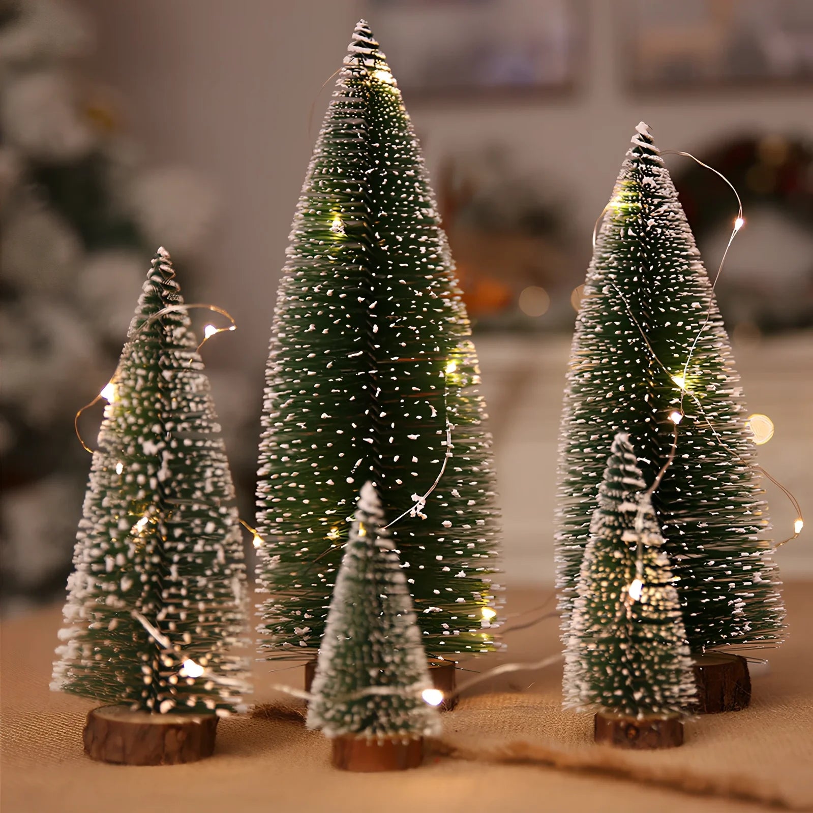 Green and white Christmas pine needle tree decoration in four height options