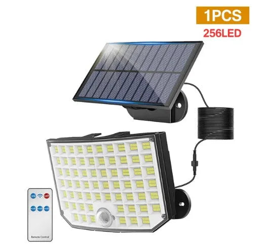 Solar garden lamp with motion sensor for outdoor pathway and entrance lighting