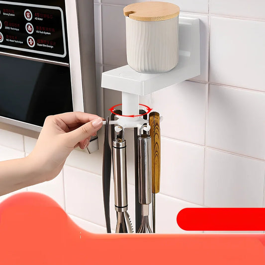 Nordic style plastic kitchen utensil rack with 6 inverted hooks in multiple colour options