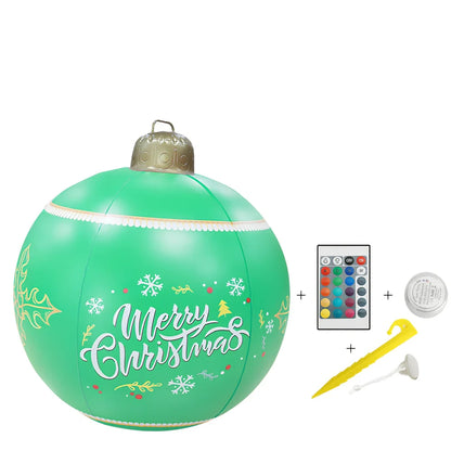 Green 60cm inflatable Christmas ball with LED lights and remote, 0.25mm PVC for outdoor use, diameter 60cm