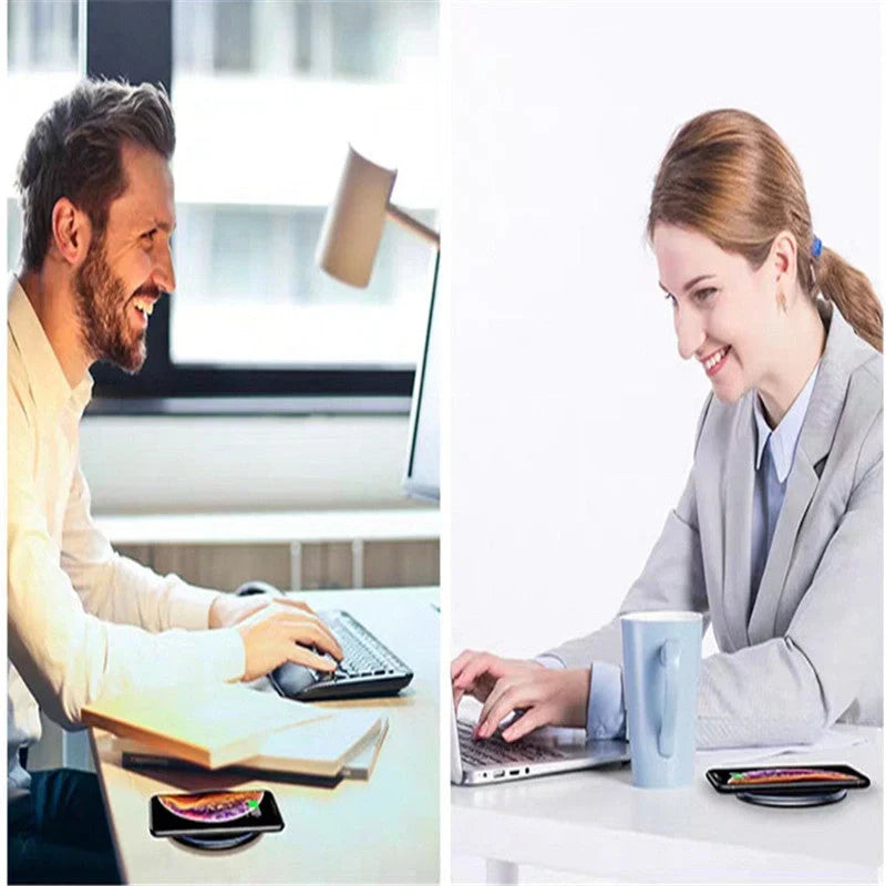 15W Qi wireless charger for phones and headphones in black and white