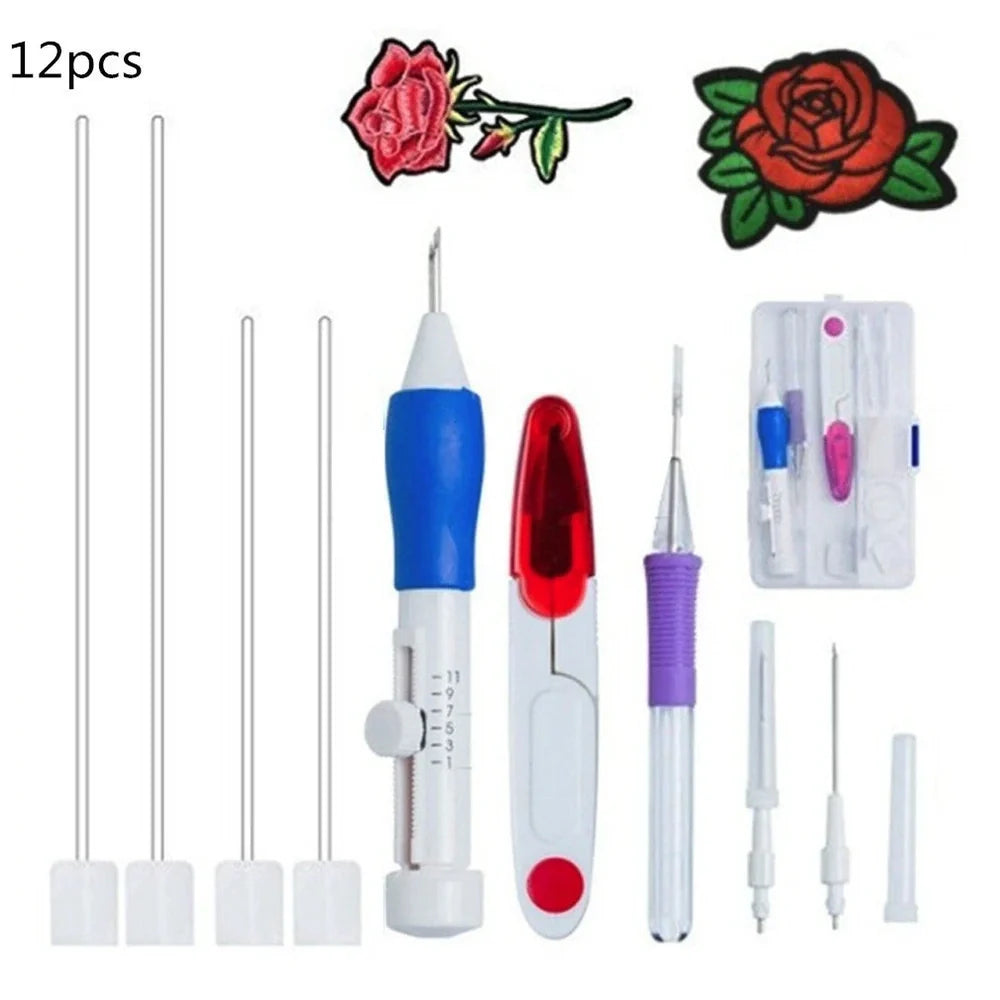 DIY embroidery set box with 50 coloured polyester threads on bobbins, 250g total weight, including butterfly pattern model 177