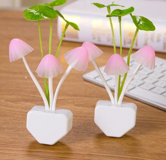 Color LED Mushroom Light with sensor in pink, yellow, and purple