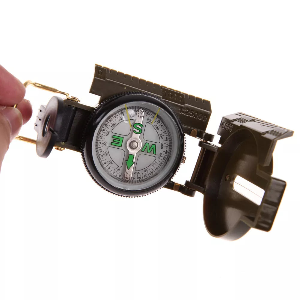 Army Green Aluminum Alloy Compass for outdoor navigation, compact and durable