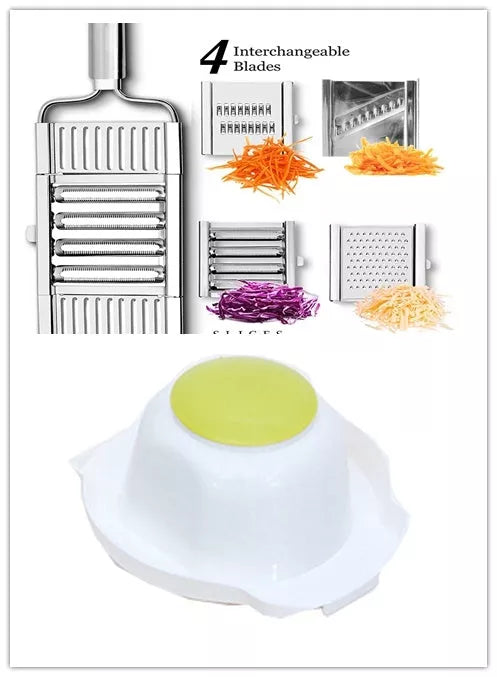 Stainless steel grater and slicer set with non-slip handle for efficient kitchen prep