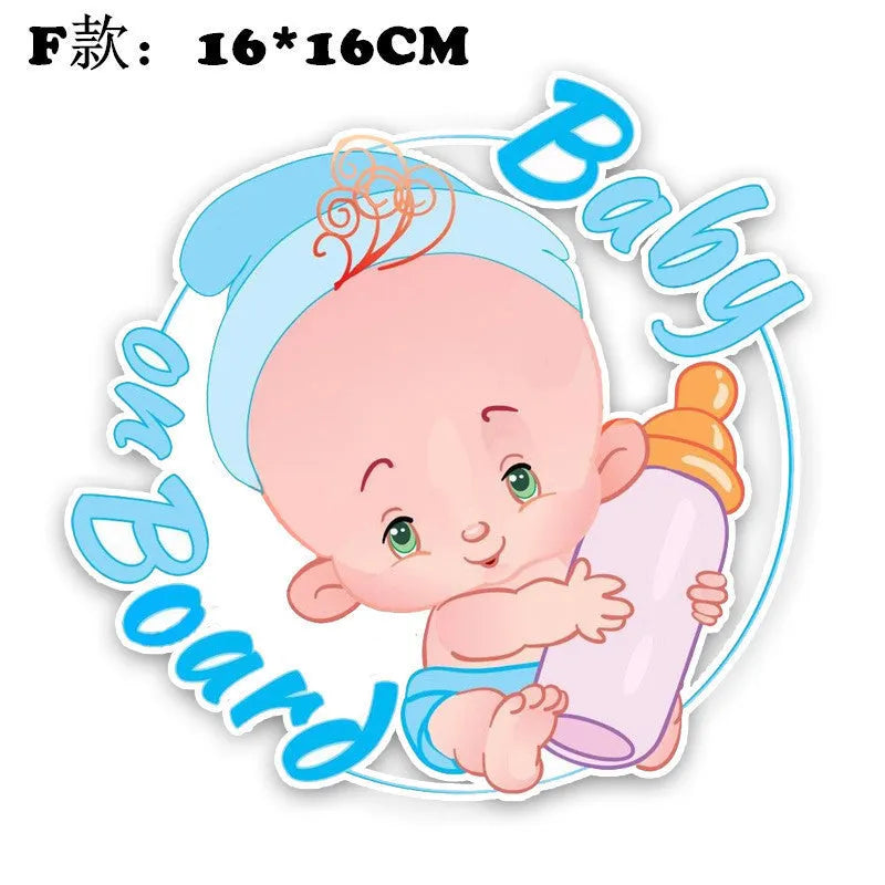Baby On Board reflective car sticker B033 with PET material in multiple baby-themed designs
