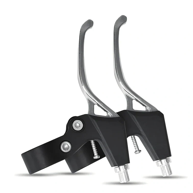 Aluminium bicycle brake lever showing reach adjustment mechanism in black finish