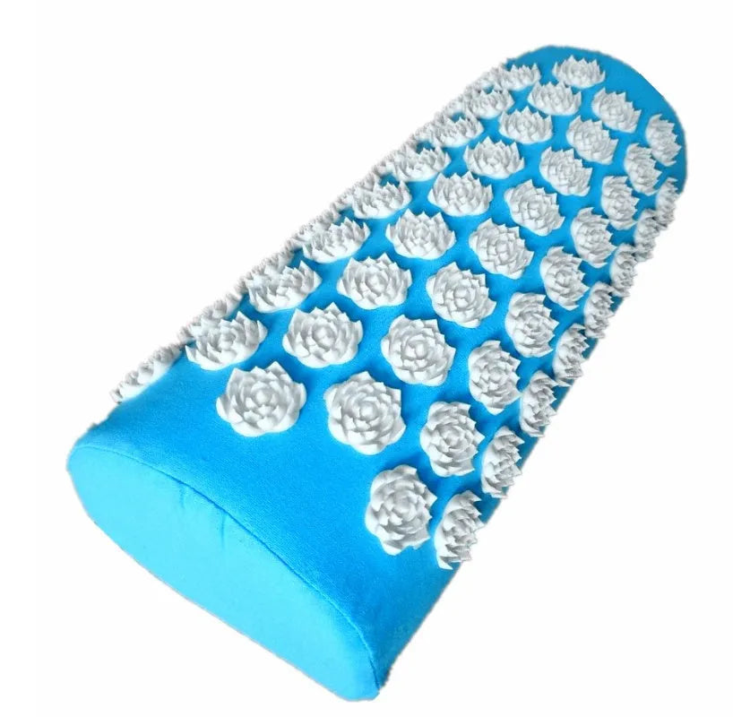 Lotus-shaped acupressure mat and pillow set in blue colour for massage therapy