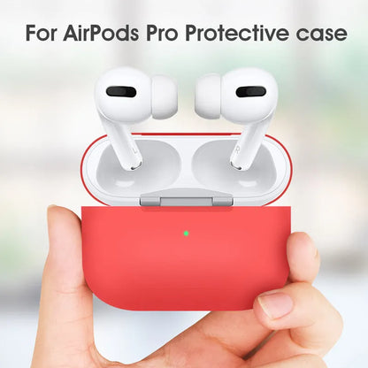 Silicone protective cover for AirPods Pro headphones in multiple colour options showing shock absorption design