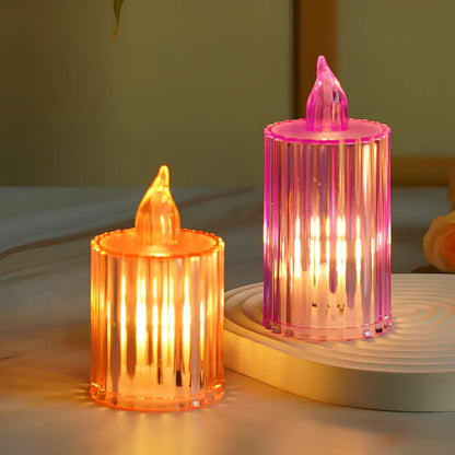 Electronic festival candles in diamond and gear designs, 3.6cm diameter with 5cm, 6.5cm, and 8cm height options