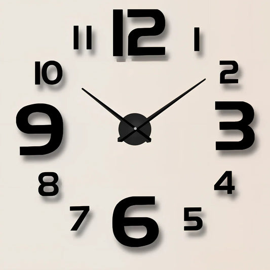 25-inch black solar wall clock with laser-engraved numbers and European round design