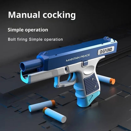 Personalized children toy gun in orange, blue, camouflage green or grey, plastic, soft bullet shooting