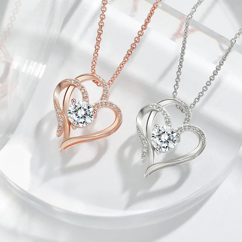 Women's heart-shaped 925 silver necklace with choice of gold plating colours.