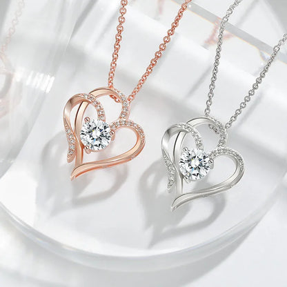 Women's heart-shaped 925 silver necklace with choice of gold plating colours.