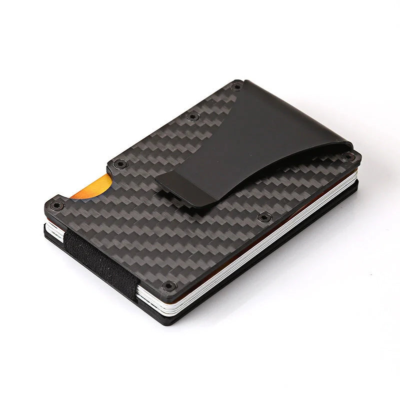 Sleek carbon fiber and aluminum alloy card holder for minimalist wallet enthusiasts