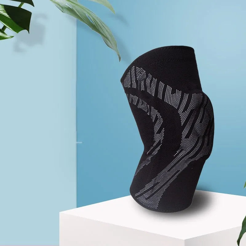 Pressurised basketball kneepads in black and blue colours showing adjustable compression design for knee protection