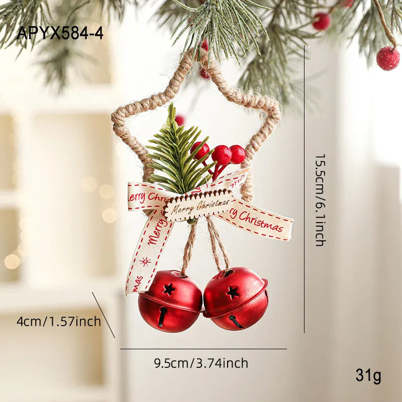 Metal Christmas bell ornament in gold, green, red or silver, single iron hanging decoration