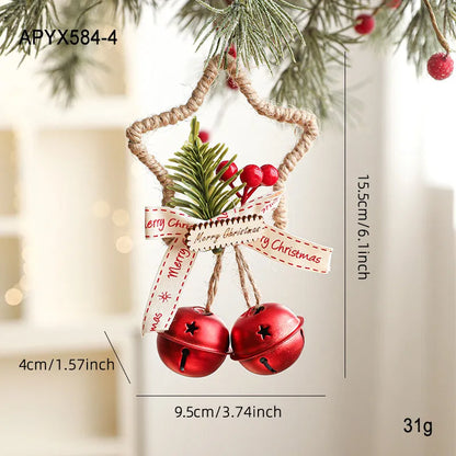 Metal Christmas bell ornament in gold, green, red or silver, single iron hanging decoration