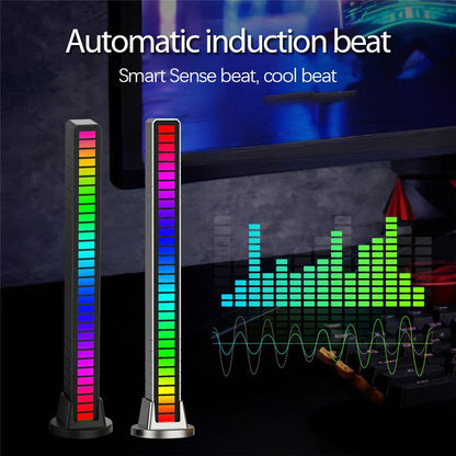RGB LED strip lights that synchronize with music, creating a rhythmic and customizable ambient lighting experience.