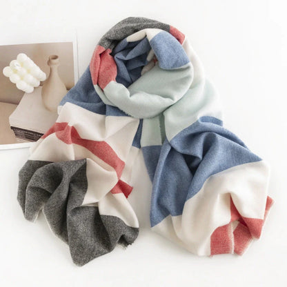 Stylish herringbone pattern artificial cashmere scarf for women in various colors