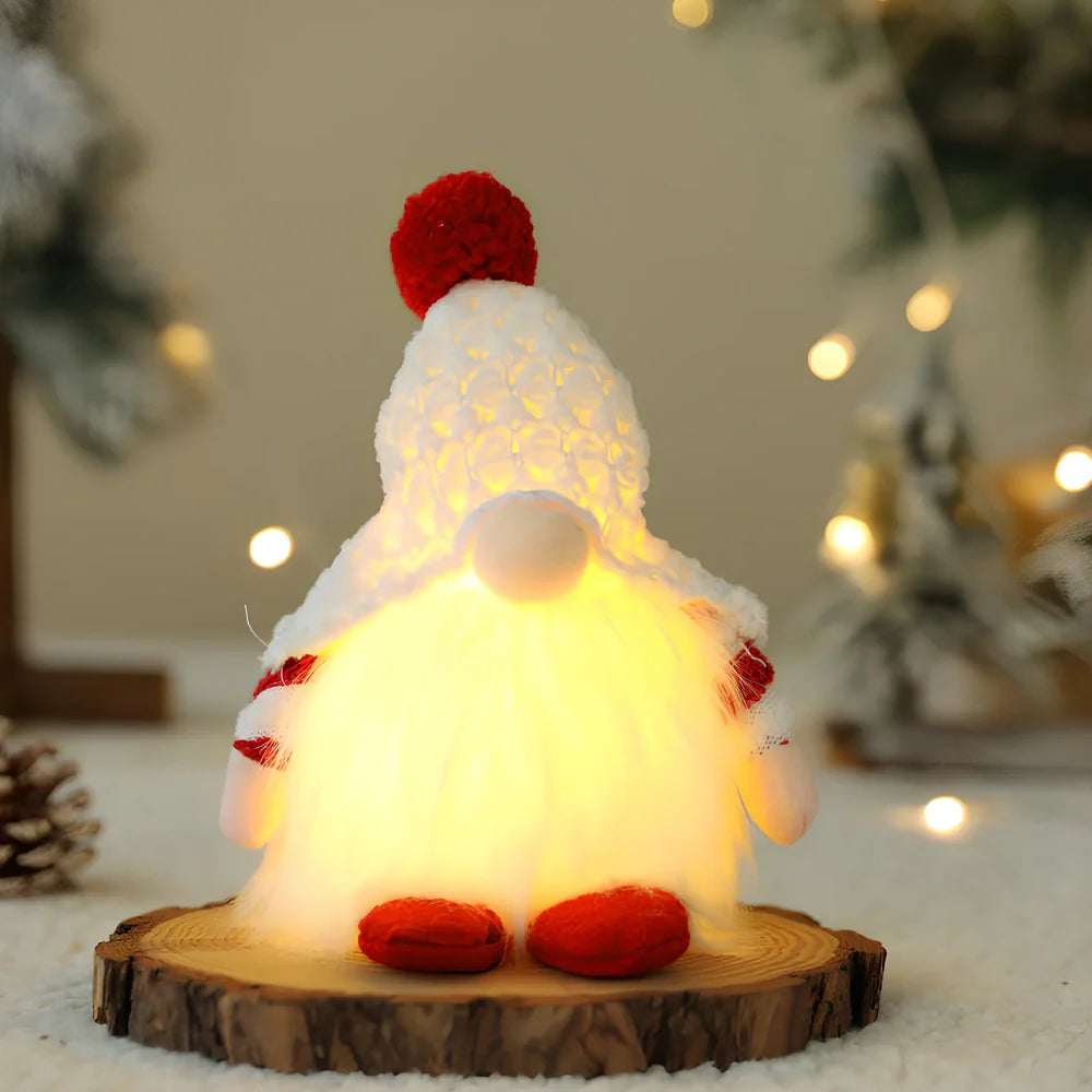 Christmas faceless doll with illuminated cap balls measuring 21cm tall, battery operated for holiday displays