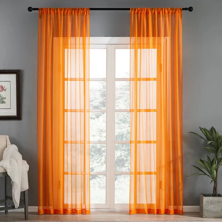 Black modern simple cotton linen window screen curtain hung as a vertical curtain