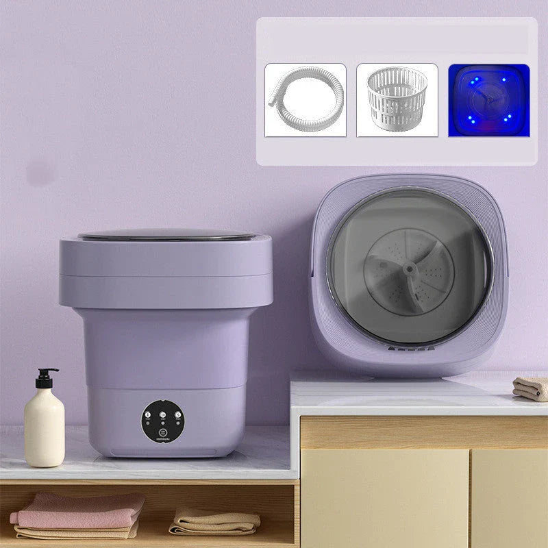 Compact, foldable portable washing machine with three timer settings and energy-efficient design