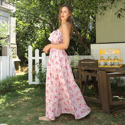 Stylish women's printed polyester dress in green, perfect for casual and formal occasions