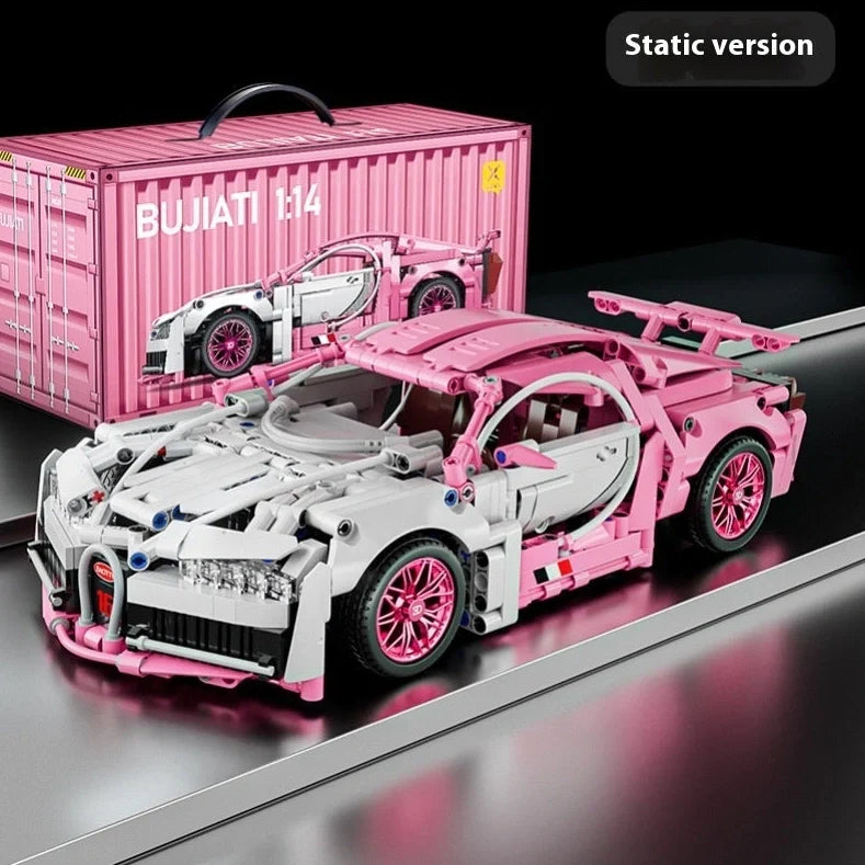 Remote control building block racing car model with detailed plastic components and wireless controller