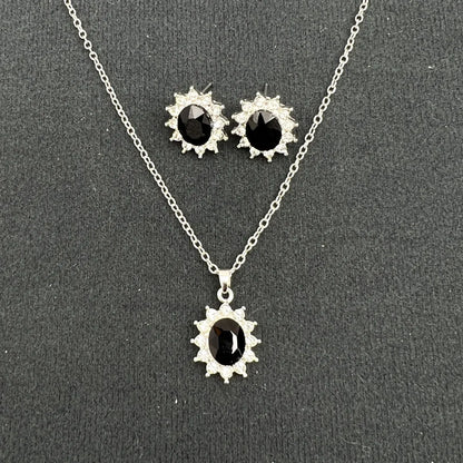 Women's sunflower zircon jewellery set with necklace and earrings in six colour options